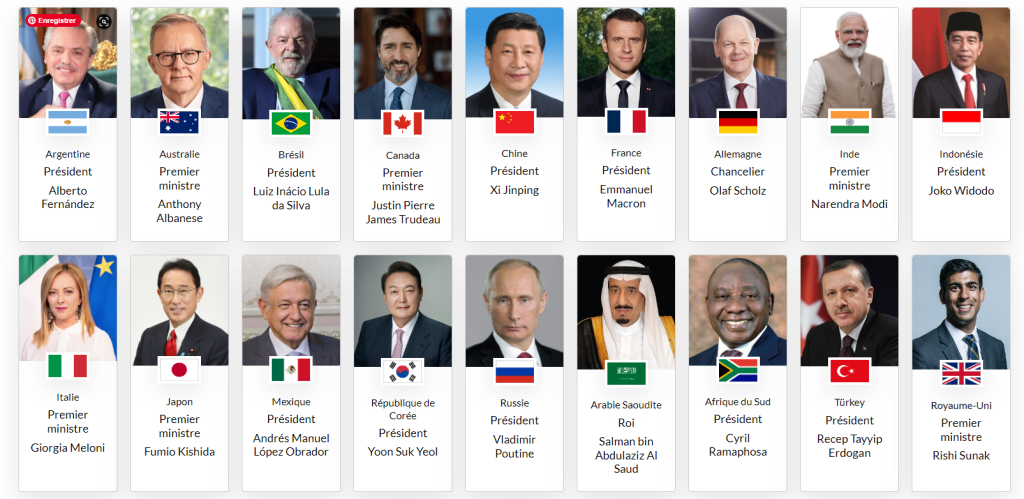 la première partie des invitées du G20