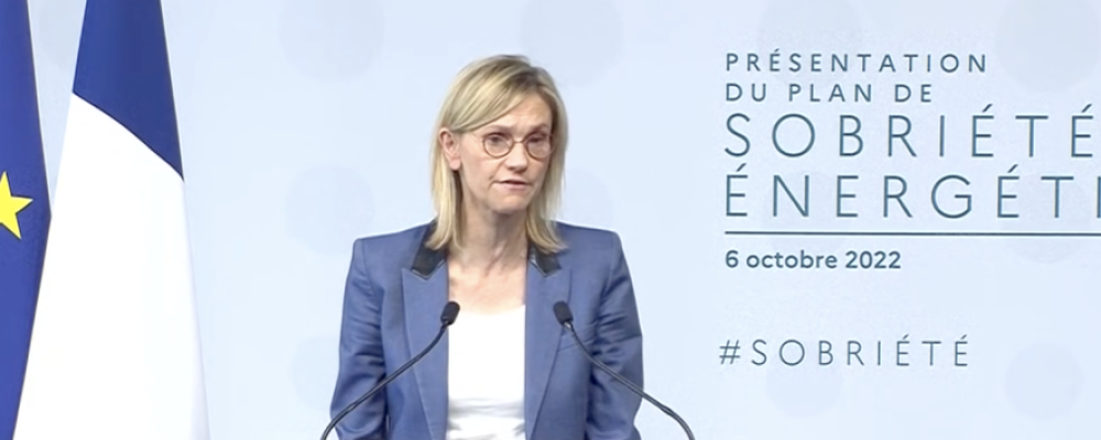 Agnes Pannier-Runacher, ministre de la Transition énergétique lors de l'annonce du Plan de sobriété énergétique